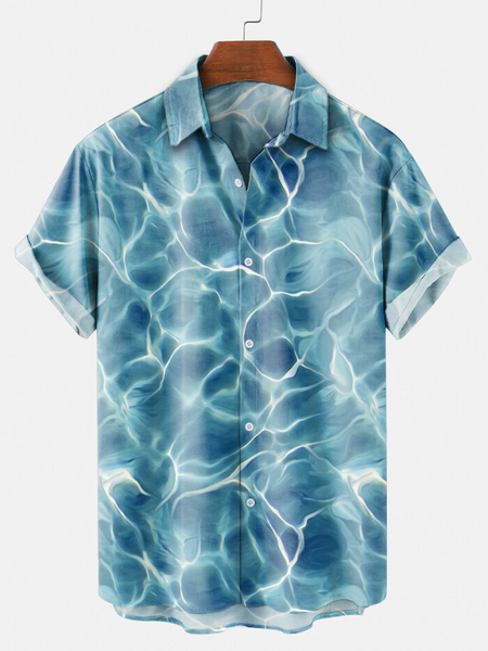 Shirt Collar Abstract Shirts & Tops, Blue, Men's Floral shirt