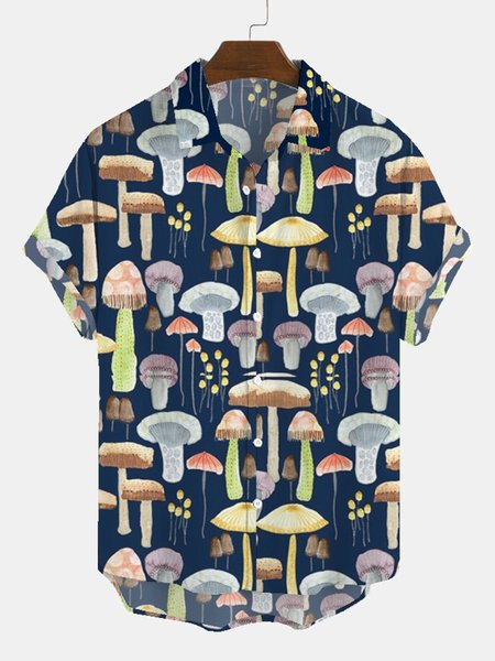 

Shirt Collar Shirts & Tops, As picture, Men's Floral shirt