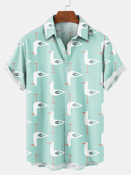 

Animal Shirt Collar Shirts & Tops, Blue, Shirts