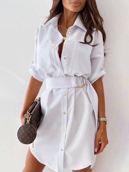 

Dritto Lavoro Mini Abito, Bianco, Dresses