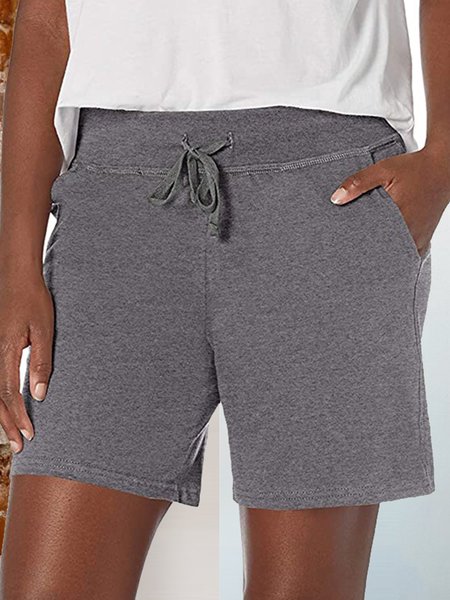 Coulisse Dritto Casuale Pantaloni, Grigio, Shorts