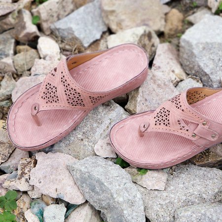 

Beach Microfiber Leather Slippers, Pink, Sandals
