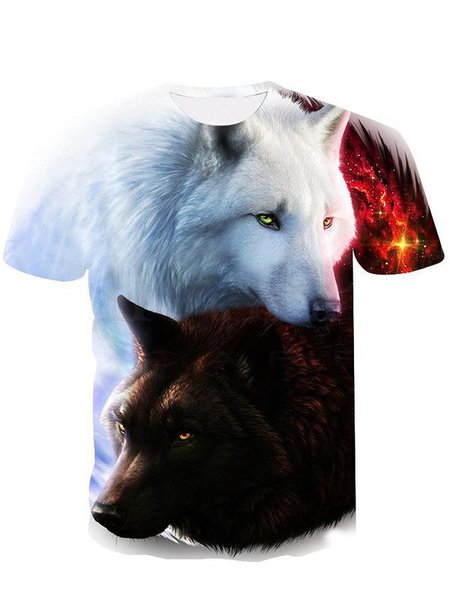 

Printed Short Sleeve Casual Crew Neck Shirts & Tops, Color4, T-Shirts