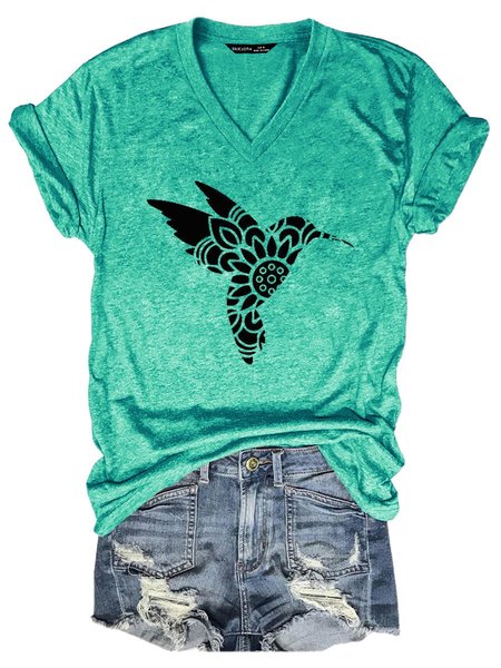 

Hummingbird Flower Totem Graphic Tee, Grass green, T-shirts