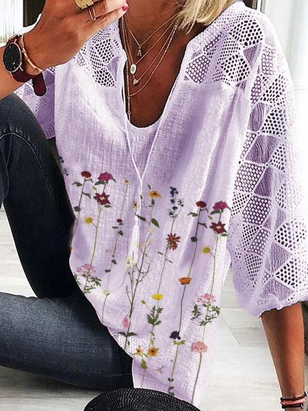 

Plus size Floral Casual Tops, Purple, Blouses & Shirts