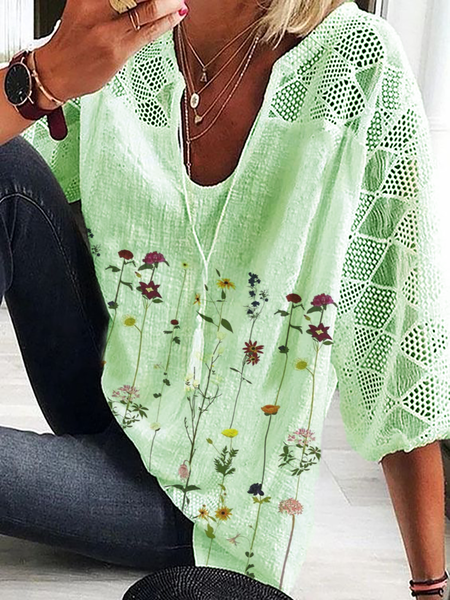 

Floreale Casuale Top, Verde, Blouses & Shirts