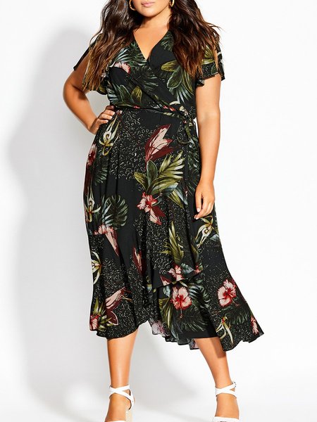 

Shawl Collar Short Sleeve Resort Weaving Dress, Black, Dresses