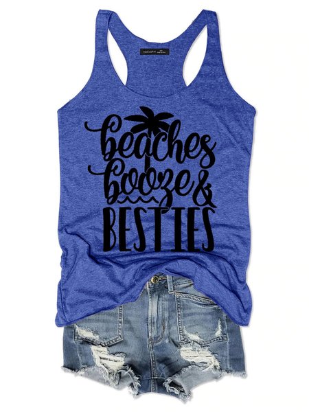 

Beaches Booze Besties Women's Sleeveless Shirts, Blue, Tank Tops