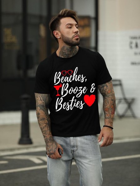 

Beaches booze and besties Tee, Black, T-shirts