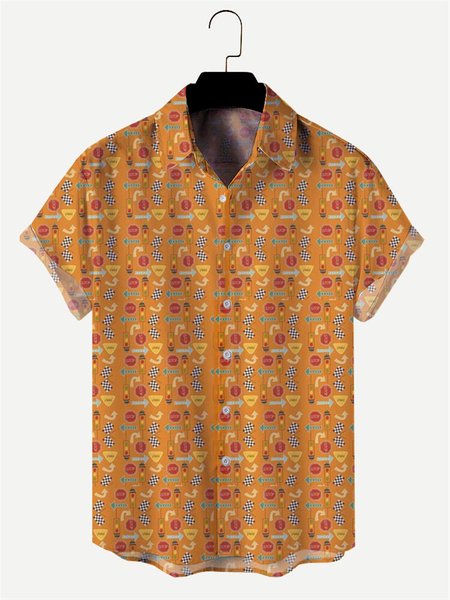 

Regular Fit Short Sleeve Casual Shirt for Men, Brown, Short Sleeves Shirts