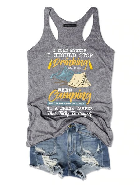 

I Told Myself I Should Stop Drinking Women's Sleeveless Shirt, Grey, Tank Tops