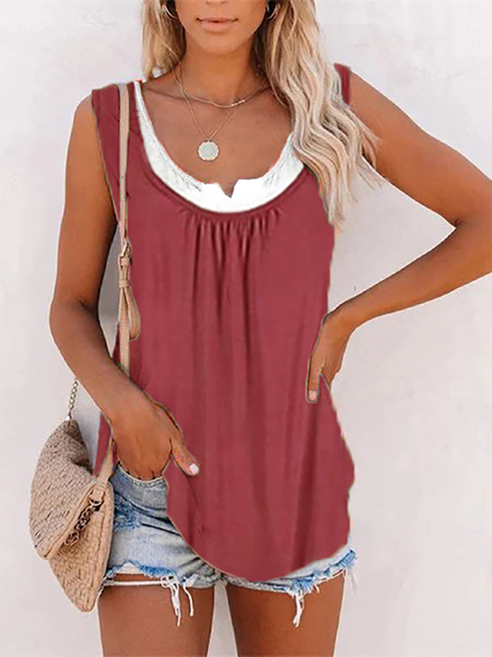 

Casuale senza maniche Top, Rosso, Tops