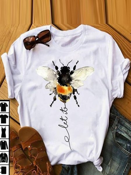 

Casuale Ape Camicie & Top Cotone, Bianco, T-Shirts