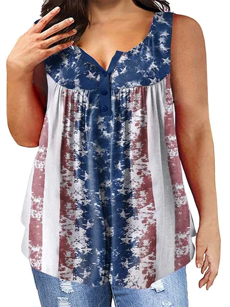 

Womens Plus Size V Neck Henley Tank Tops Summer Sleeveless Buttons Up Pleated Flowy Casual Tunic Tops, Multicolor, Tanks & Camis