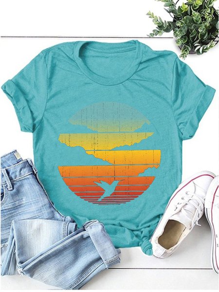 

Hummingbird Color Twilight Graphic Tee, Turquoise, T-shirts
