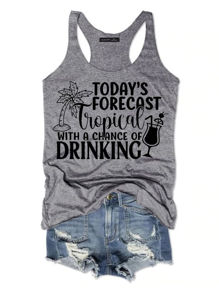 

Today's Forecast Tropical With A Chance Of Drinking Women's Sleeveless Shirt, Grey, Tank Tops