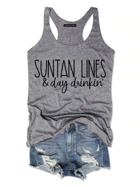 

Suntan Lines And Day Drinkin Women's Sleeveless Shirt, Grey, Tank Tops