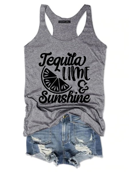 

Tequila Lime Sunshine Graphic Tank Top, Gray, Tank Tops