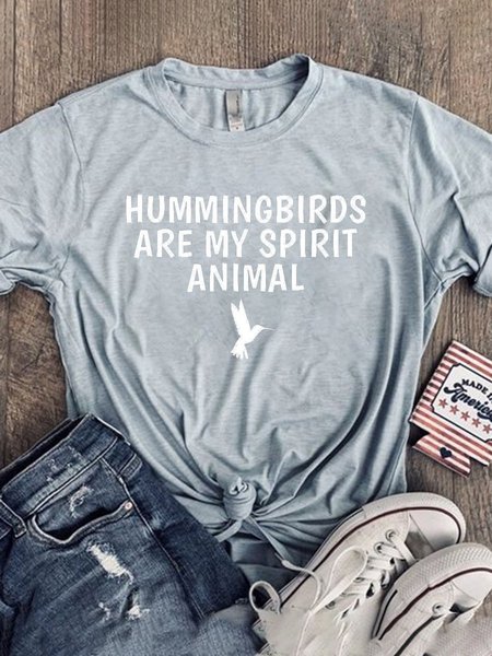 

Hummingbirds Are My Spirit Animal Letter Graphic Tee, Gray, T-shirts