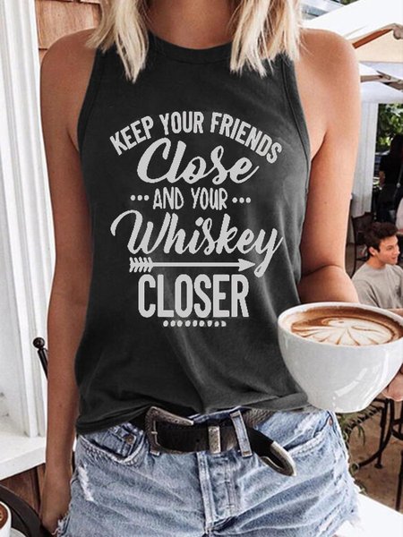 

Keep Your Friends Close And Your Whiskey Closer Arrow Tank, Black, Tank Tops