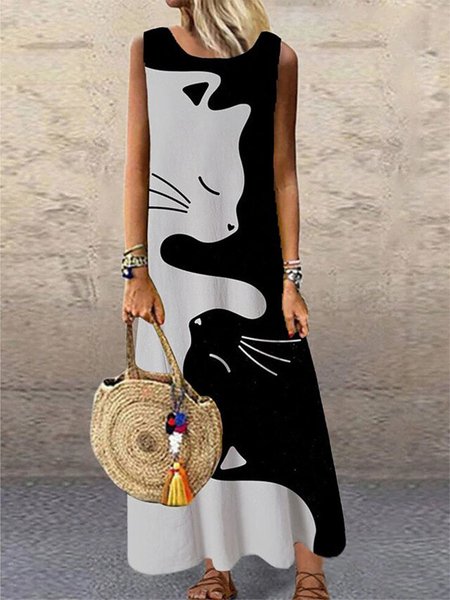 

Animale Gonna Casuale, Bianco-nero, Maxi Dresses