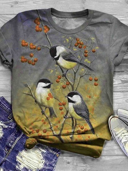 

Three Birds On A Branch Graphic Tee, Yellow, T-shirts