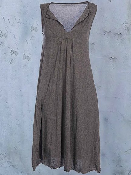 

Casual Solid Cotton-Blend Knitting Dress, Brown, Midi Dresses