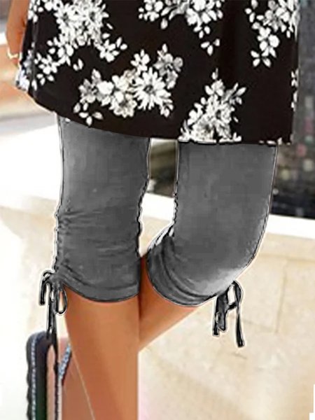 

Casuale Tinta Unita Pantaloni Misto Cotone, Grigio, Pants