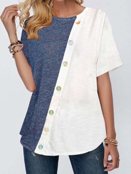 

Shift Crew Neck Short Sleeve Plain Tops, As picture, T-Shirts