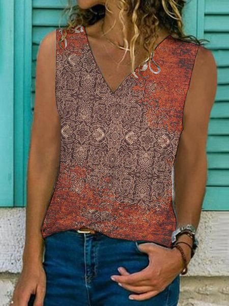 

Printed Shift Vests, Rust, Tank Top