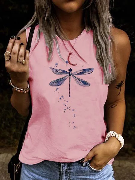 

Casuale Stampato Girocollo senza maniche Camicie & Top, Rosa, Tops