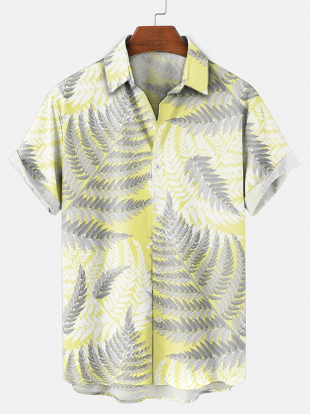 

Leaves Shirt Collar Shirts & Tops, Yellow, Shirts