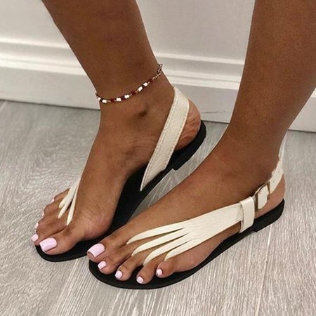 

Women PU Sandals Gladiator Comfort Plus Size Shoes, White, Sandals
