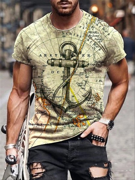 

Regular Fit Short Sleeve Casual t-Shirt for Men, Yellow, Men's Floral shirt