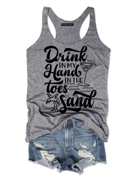 

Drinking In My Hand Women's Sleeveless Shirt, Grey, Tank Tops