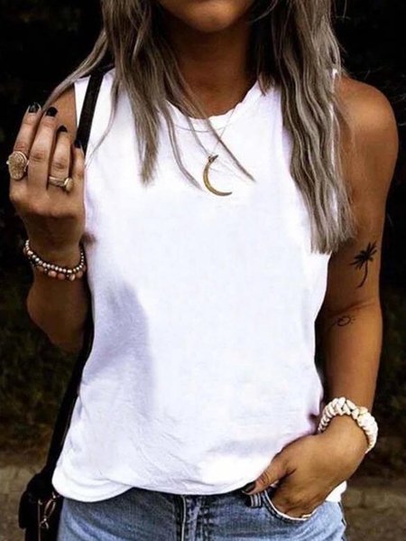 

senza maniche Casuale Girocollo Camicie & Top, Come immagine, Tank Top