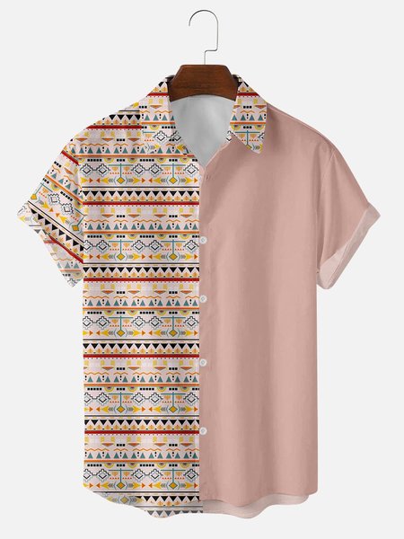 

Tribal Shirt Collar Printed Shirts & Tops, As picture, Men's Floral shirt