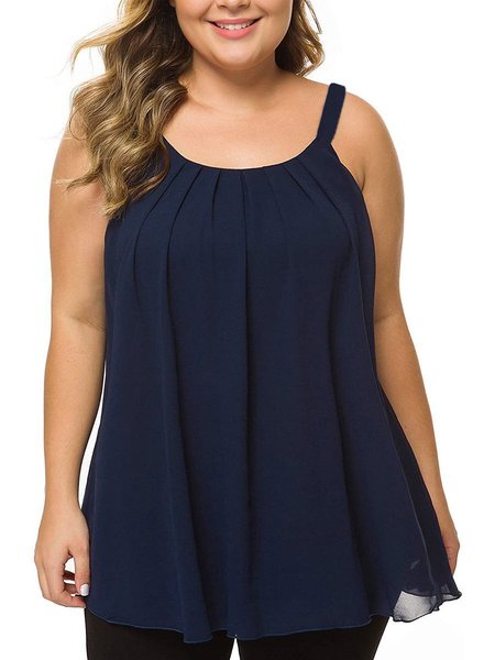 

Spaghetti-Strap Casual Spaghetti Shirts & Tops, Dark blue, Tanks & Camis