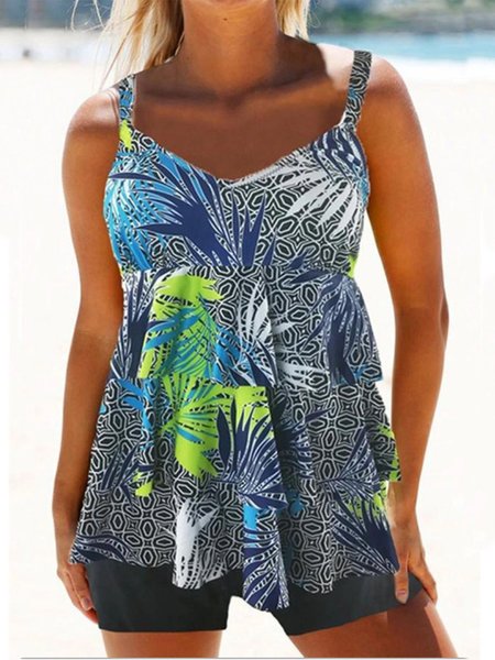 

Summer swimsuit skirt plus size split swimsuit bikini, Green, Swimwear