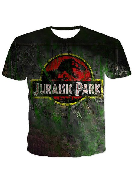 

Short Sleeve Crew Neck Cotton-Blend Printed Shirts & Tops, Color2, T-shirts