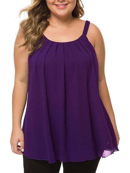 

Spaghetti-Strap Solid Spaghetti Casual Shirts & Tops, Purple, Tops