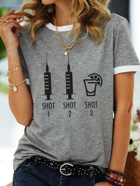 

Shot 1, Shot 2, Shot 3 Short Sleeve Women Tee, Gray, T-shirts