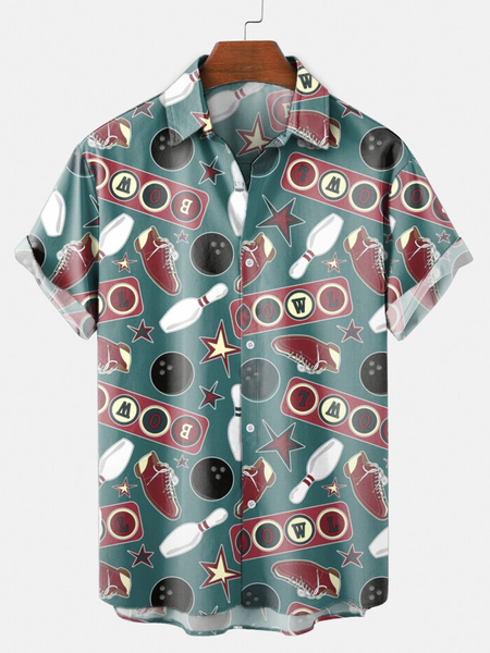

Shirt Collar Geometric Shirts & Tops, Green, Shirts