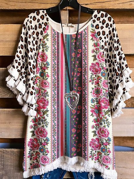 

Flower Graphic Short Sleeve Casual Top, As picture, T-shirts