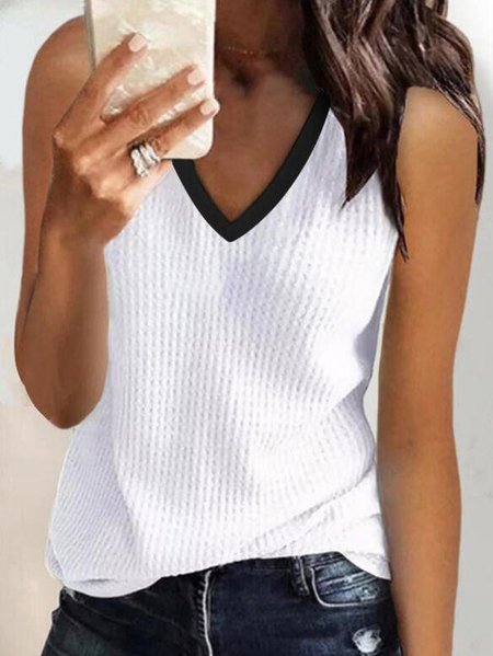 

V Neck Short Sleeve Tops, White, Tank Tops & Camis