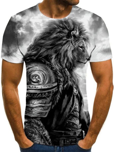 

Short Sleeve Casual Printed Crew Neck Shirts & Tops, Color2, T-shirts