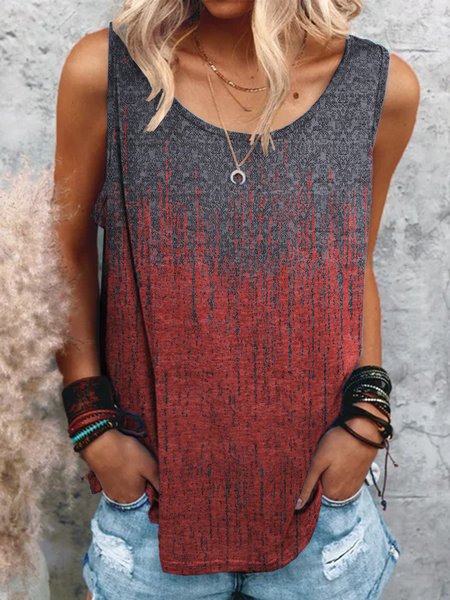 

Stampato Vintage Gilet, Rosso, Tank Top