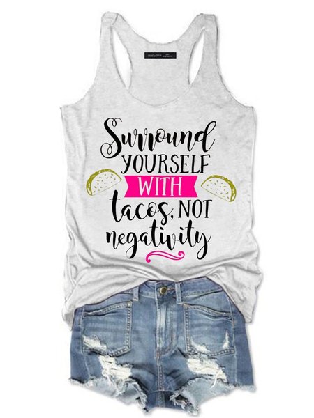 

Surround Yourself With Tacos Women Vests, White, Tank Tops