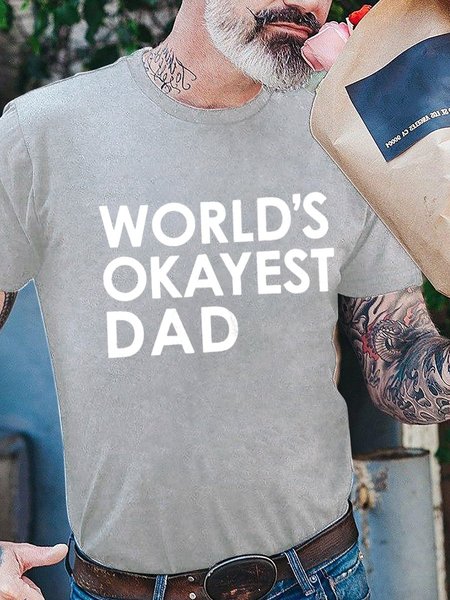 World's Okayest DAD Casual Men Tee, Gray, T-shirts