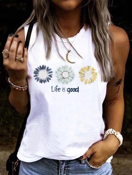 

Striped Cotton-Blend Crew Neck Sleeveless T-shirt, White, Tank Top